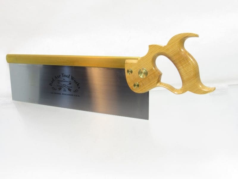 Superb Unused Bad Axe Tool Works 16" Tenon Saw in Quarter Sawn White Oak