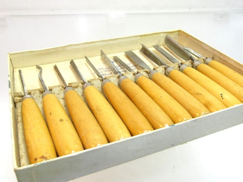 Superb Set Of 12 Henry Taylor Wood Carving Chisel Original Box