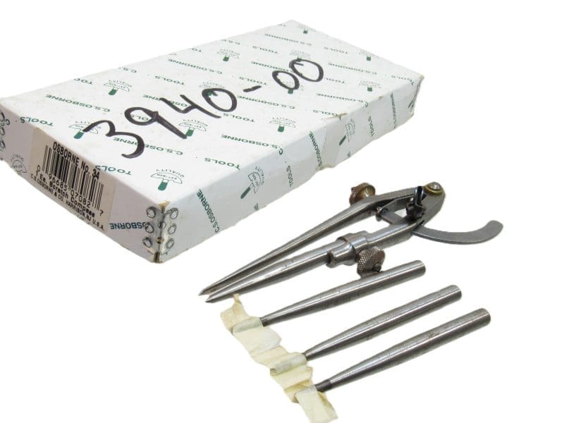 Fine Pair Of Osborne No 34 Carpenters Dividers / Scratch Compass With 4 Adjustable Removable Points In Original Box