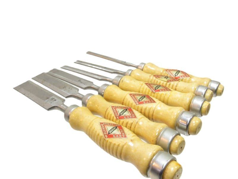 Superb Set Of 6 Bracht Bench Chisels With Handle Labels Graduated From 30 mm - 6 mm