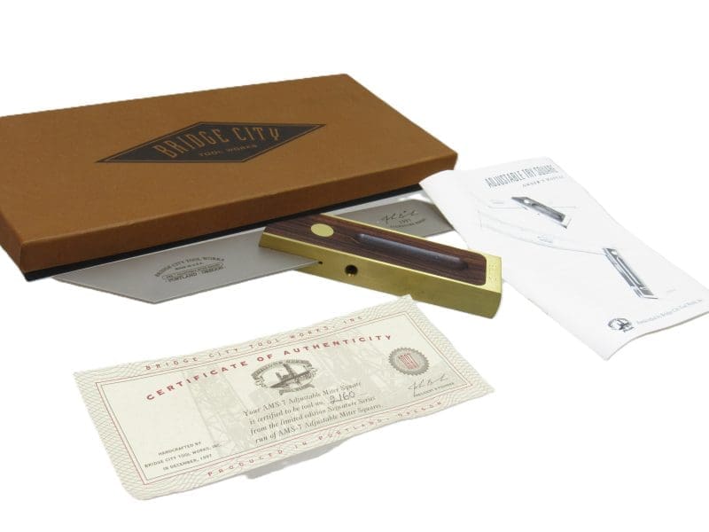 Unused Bridge City Tool AMS-7 Rosewood Adjustable Miter Square 1997 Made In USA In Original Box.
