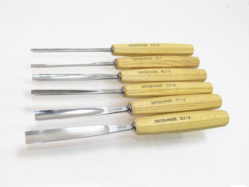 Premium Set of 6 Pfeil Swiss Made Carving Chisels 12/6,8/10,12/3,3/14,7/12, 5/5 Appear Unused