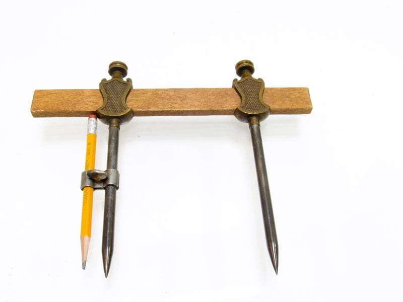 Stanley Brass Trammel Points 7" Tall With Patented Pencil Holder