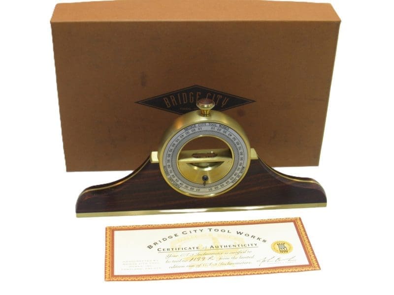 Mint In Box Bridge City Tool Commemorative Tool No CT-3 Inclinometer Made In USA 1995 Rosewood & Brass.