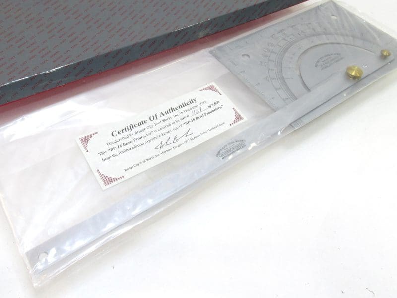 Amazing In Box With Certificate Bridge City Tool BP-18 Bevel Protractor Made In USA 1992 With Certificate