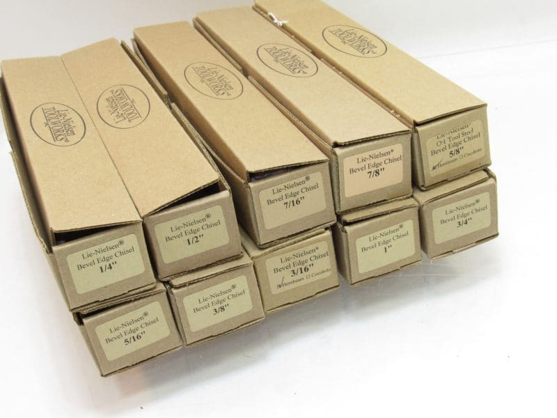 New Unused In Original Box Set of 10 Lie Nielsen Chisels 3/16" 1/4" 5/16" 3/8" 7/16" 1/2"  5/8" 3/4" 7/8" 1" Wide