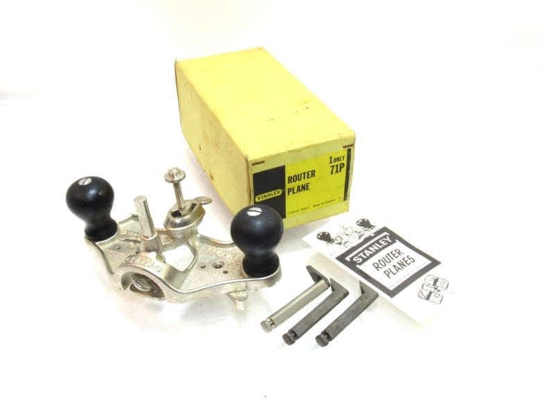 Fine In Box Stanley # 71 P  Router Plane Complete With 3 Cutters, Depth Stop & Fence