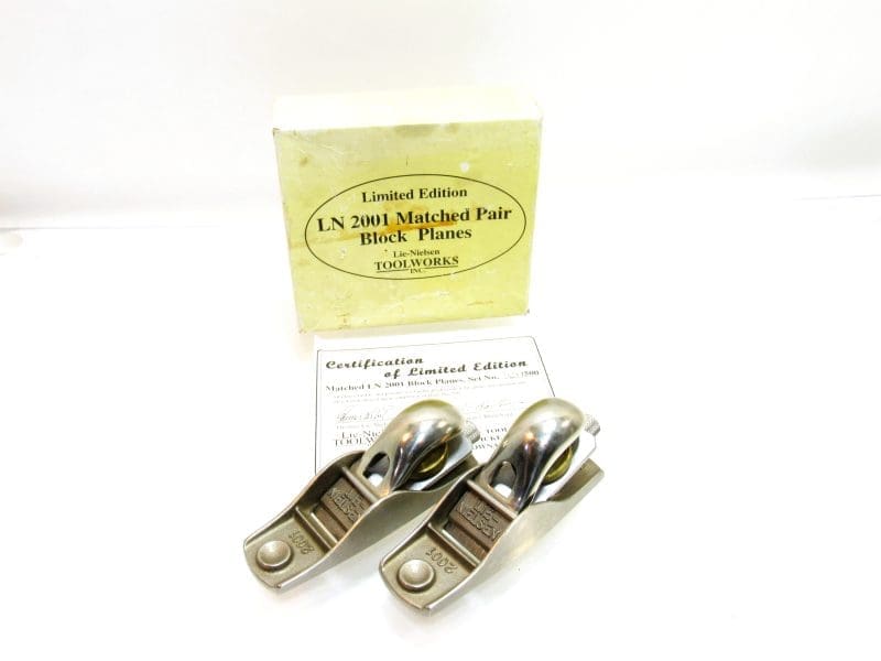 Rare & Superb In Box Lie Nielsen 2001 White Bronze Match Pair Of Block Plane Long Discontinued Only 500 Made