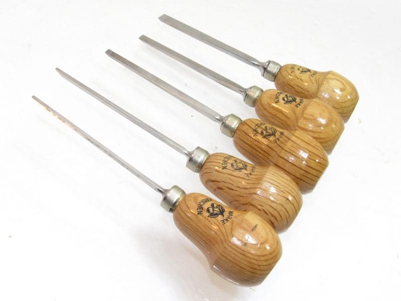 Amazing Unused Set Set Of 5 Marke Kirschen Palm Carving Chisels Razor Sharp Two Cherries