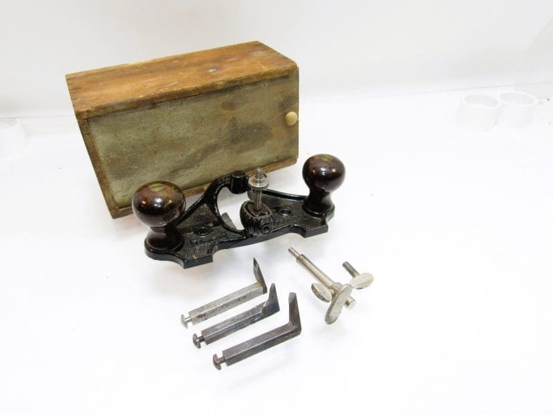 Superb In Wooden Box Stanley # 71 Router Plane Complete With 3 Cutters,Fence and Depth Stop
