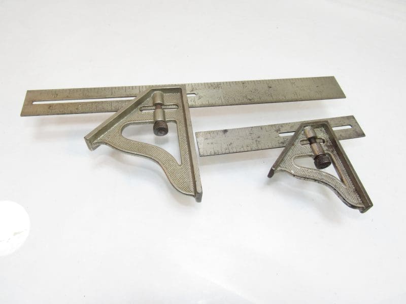Pair Of Stanley No 21 Nickel Plated Combination Squares Patent Jan 23 1917 12" & 6"