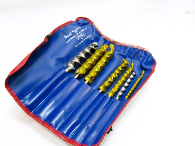 Unused Set of 7 Russell Jennings Auger Bits in Original Roll Graduated From 1" - 1/4"