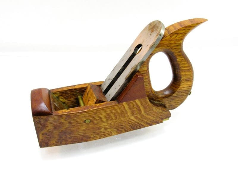 Cool Looking Handled Smoothing Plane With Adjustable Brass Sole 1 7/8" Wide 1/4" Thick Iron