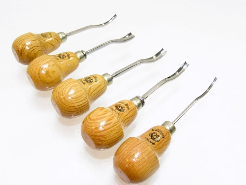 Amazing Unused Set Set Of 5 Marke Kirschen Palm Carving Chisels Razor Sharp Two Cherries # 5629