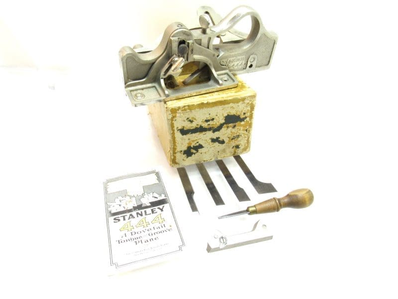 Phenomenal In Original Box Stanley # 444 Dovetail Plane With All 4 Cutters & Both Spur Blocks Screwdriver & Instructions Complete