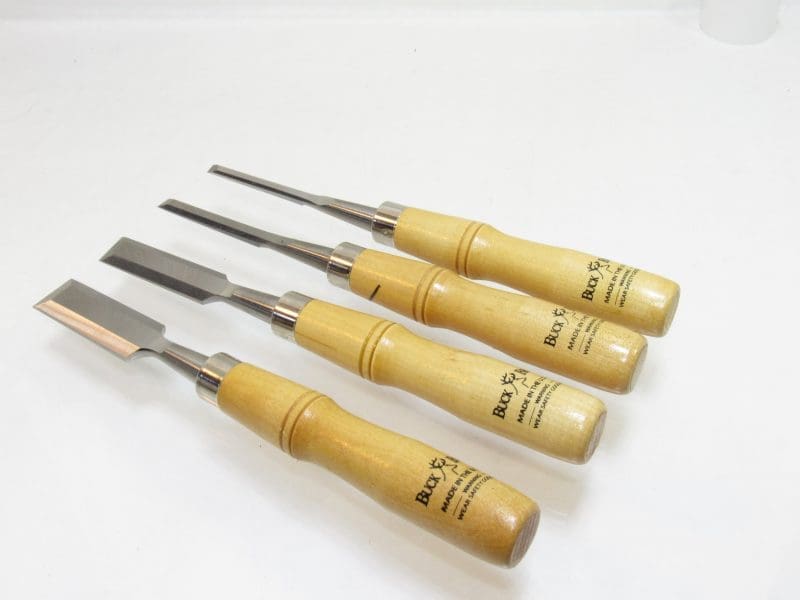 New Old Stock Set Of 4 Buck Bros Made In USA Bench Chisels 1" 3/4" 3/8" 1/4"