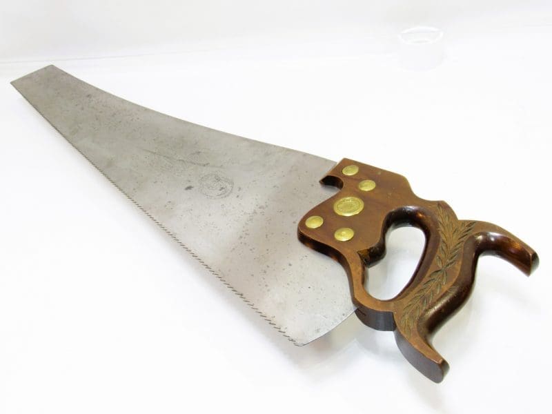 Superb Simonds No 4 Handsaw With Wheat Carved Handle 6 TPI 26" Long Straight & Sharp