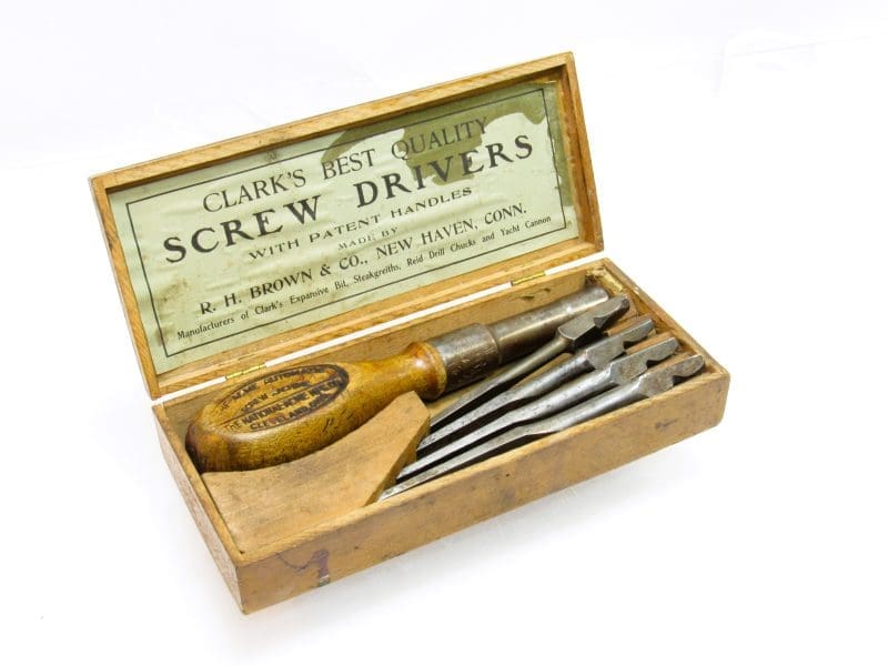 Rare R H Brown Co - Clarks Patented April 22 1873 Handle With 4 Original Blades In Original Box With Label (Copy)