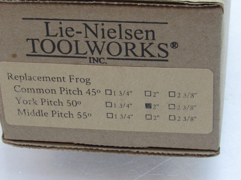 Unused / New In Box Lie Nielsen 2" Wide York Pitch Frog Currently Out Of Stock