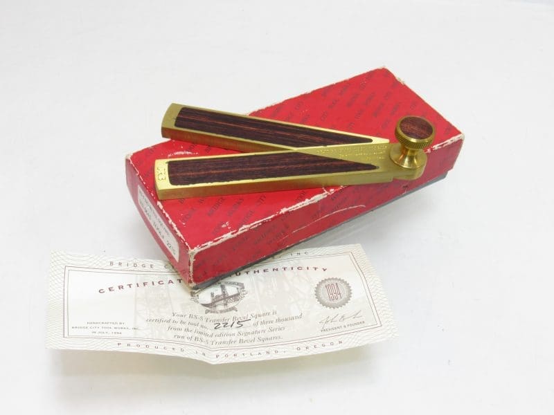 Unused In Box With Certificate Bridge City Tool BS-5 Signature Series Transfer Bevel Square Signature Series Made In Usa 1994.